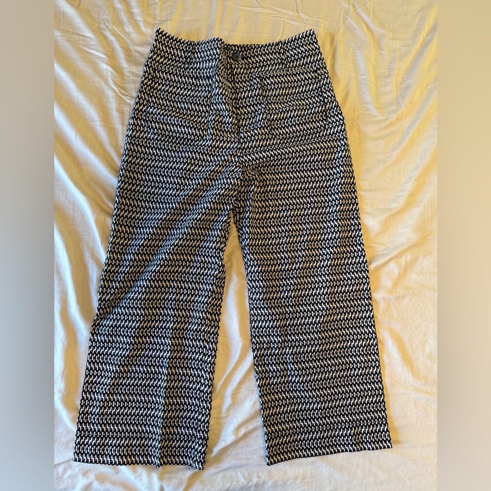 Anthropologie Maeve Collette Black and White Patterned Wide-Leg Women’s Pants